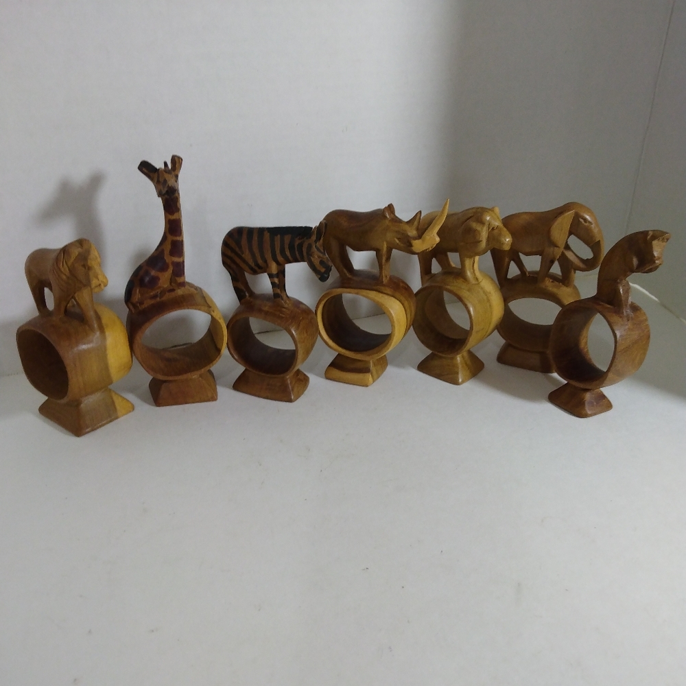 Safari Wooden Animals Figurine Napkin Holders
